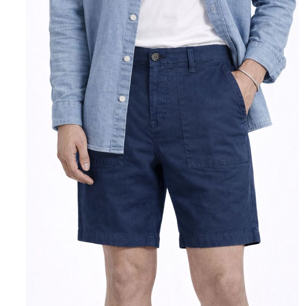 Eleventy Shorts Men's 32 Navy Linen Cotton Flat Front Summer Resort Smart Casual